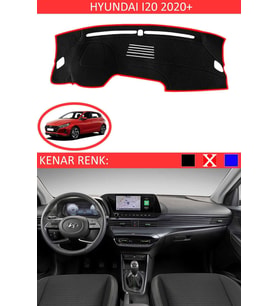 Hyundai I20 2020+ Modelleri Için Uygun Torpido Koruma Halısı Siyah Kenar Renk Kırmızı