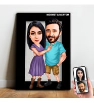 Kişiye Özel Sevgili Karikatür Ahşap Tablo - mx3