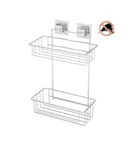 Tekno Tel EF-256 Yapışkanlı 2 Katlı Düz Banyo Rafı Krom 