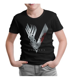 Vikings Siyah Çocuk Tshirt