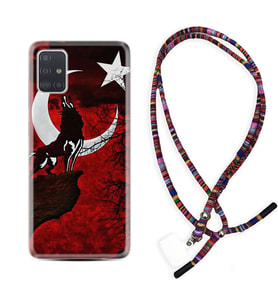 Samsung a71 A72 A73 A7 A9 2018 C7 C9 Kılıf Boyun Asklı Rasta Silikon Wolf and Moon 2 1381