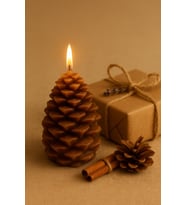 Yeni Yıl  Noel Kozalak Temalı Mum - Yılbaşı Sofra Süsü Dekorasyon El Yapımı Kozalak Mum 10 cm (Boş)