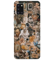 Samsung Galaxy A31 Uyumlu Aesthetic Sanatsal Kolaj Desenli Şeffaf Telefon Kılıfı