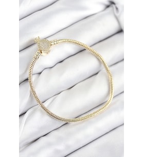 Pirinç Charm Zirkon Taşlı Taç Model Gold Renk Kadın Bileklik TJ-BB7808