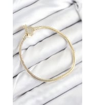 Pirinç Charm Zirkon Taşlı Taç Model Gold Renk Kadın Bileklik TJ-BB7808