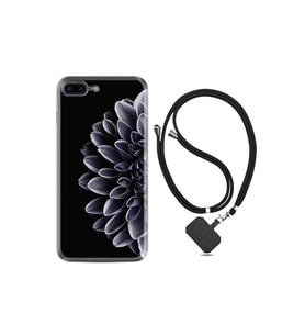 -Iphone 7 8 Plus Uyumlu Kılıf Ipli Boyun Askılı Desenli Silikon Çiçekler 1639