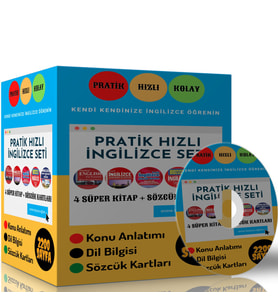 Pratik Hızlı İngilizce Eğitim Seti (4 Süper Kitap ve Kelime Kartları)