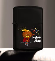 BK Gift Kişiye Özel Happy Halloween Tasarımlı Renkli Baskılı Siyah Benzinli Metal Çakmak-12