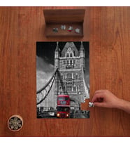 Tower Bridge - Kırmızı Otobüs Tasarımı 240 Parça Ahşap Puzzle Ahşap Kutuda PD00005