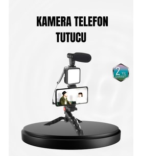 Profesyonel Vlog Çekim Kiti LED LED'li Tripod Mikrofonlu Telefon Seti