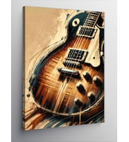 Kanvas Tablo Ahşap Elektrik Gitar