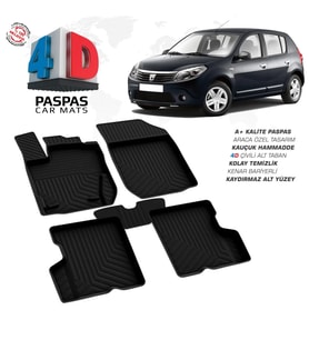 Dacia Sandero 4D Araca Özel Havuzlu Kauçuk Paspas 2008-2013