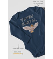 Yavru Kartal Baskılı Bebek Zıbını – Çıtçıtlı Body  %100 Pamuk Uzun Kol (Lacivert)