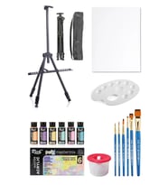 Rich Mastermix Akrilik Boya Seti 6x60 Pastel Renk 3 Ayaklı Şövale 35x50 Tuval Seti Metal Şövale Seti