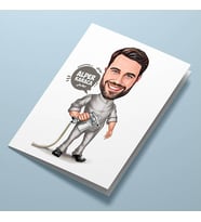 Kişiye Özel Boya Yapan Erkek Karikatürlü Tebrik Kartı