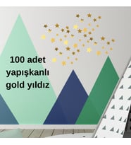 100lü Gold/Silver Ayna Pleksi Yıldız Seti Kendinden Yapışkanlı Süs Çocuk Odası Duvar Dekorasyonu (Gold)