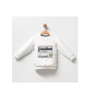 Erkek Çocuk %100 Pamuklu Kamuflaj Cepli Sweatshirt (Beyaz)