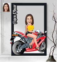 Kişiye Özel 3D  Ahşap Tablo Motorcu Kadın 30x40 -2