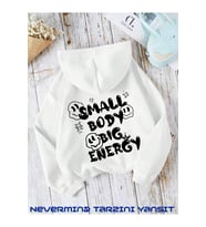 Unisex Small Body Baskılı Oversize Baskılı Kapşonlu Sweatshirt 3 Iplik (Beyaz)