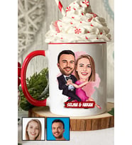 Romantik Sevgililer Günü Hediyesi Karikatürlü Kırmızı Kupa Bardak