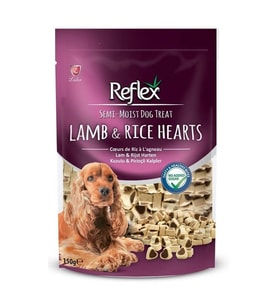 Reflex Kuzulu ve Pirinçli Mini Kalpli Yarı Yumuşak Köpek Ödül Maması 150gr (Çok Renkli)