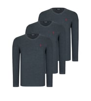 ÜÇLÜ SET T8587 DEWBERRY V YAKA ERKEK SWEATSHIRT-ANTRASİT-ANTRASİT-ANTRASİT