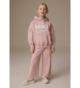 Cg Kids Dance kabartma baskılı kapşonlu 3 iplik kız çocuk alt üst takım süper kalite kumaş (Pembe)