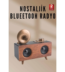 Northcity Nostaljik Ahşap Bluetooth Radyo - Şarjlı, Yüksek Ses, FM/AM/SW