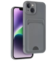 iPhone 14 Kılıf Kelvin Kartvizitli Silikon - Gri