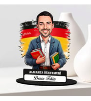 Erkek Almanca Öğretmenine Hediye Karikatürlü Biblo