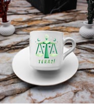 Terazi Burcu Tasarım Süblimasyon Türk Kahvesi Fincanı (Beyaz)