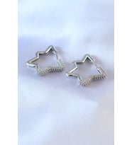 Gümüş Renk Yıldız Model Zirkon Taşlı Pirinç Kadın Küpe TJ-BKP7528