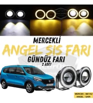 Dacia Lodgy 2012-2022 Uyumlu Mercekli Angel Sis Farı Metal 76 mm Sarı Halkalı Gündüz Farı 2 Adet