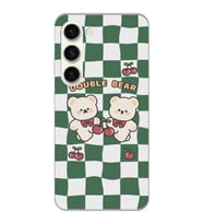 Samsung Galaxy S23 Uyumlu Double Bear Tasarımlı Şeffaf Telefon Kılıfı
