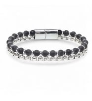 Moncuk Design Çelik Zincirli Mat Oniks Ve Silver Hematit Bileklik 33512B21D11