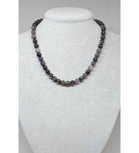 Su Safiri (İyolit) Taşı Kolye 8mm (Klipsli)
