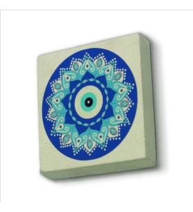Nazar Boncuklu Desen Baskılı Doğaltaş  Magnet(KD-057)Buzdolabı Süsü