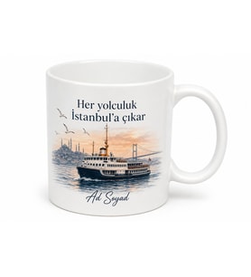 İstanbul Vapur Temalı Baskılı Kupa Bardak Nostaljik Hediye Porselen Mug