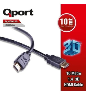 QPORT Q-HDMI10 10metre HDMI Görüntü Kablosu 3D Gold 1.4v
