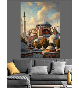 Gün Batımında İhtişamlı Süleymaniye Camii Dekoratif Kanvas - Mdf Ahşap Tablo