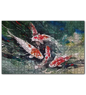 Cakapuzzle Koi Balıkları Üstten Görünüş  Puzzle Yapboz MDF (Ahşap) (120 Parça)