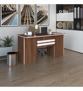Kenzlife ofis masası pat morita cvz 75*150*60 kilitli kapaklı dolap çiftli şeritli bilgisayar çalışma masası (Karışık)