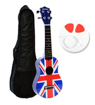 Manuel Raymond KA325ENG Soprano Ukulele Seti - İngiltere (Başlangıç - Özel Tasarım)  İngiltere Bayrak Desenli Gövde, Maun Materyal, Naylon Teller, Kılıf ve Aksesuar Hediyeli  Ölçüler: Soprano Boy