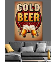 Cold Beer Reklam Posteri Dekoratif Kanvas - Mdf Ahşap Tablo