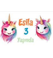 Gökkuşakları ve Unicornlar Temalı Doğum Günü Afişi 35X50 cm