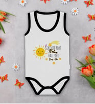 BK Kids Kişiye Özel Halam Halleder Siyah Biyeli Askılı Sıfır Kol Bebek Body Zıbın, Yeni Doğan Bebek Hediyesi
