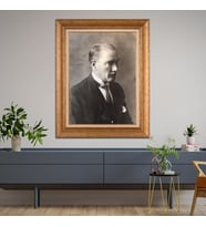 Altın Varaklı Çerçeveli Paspartulu Atatürk Tablo TR0968 (Gold)