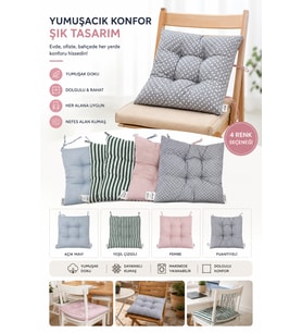 Dekoratif Sandalye Minderi ,Bahçe Minderi,Balkon Minderi40x40 cm – Bağcıklı
