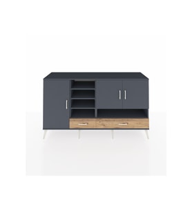 Kronos Konsol 8 Raflı 2 Çekmeceli 3 Kapaklı 176x59x99 Antrasit-Antrasit/Çam