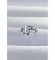 Pirinç Gümüş Renk Zirkon Taşlı Damla Earcuff Küpe 5886